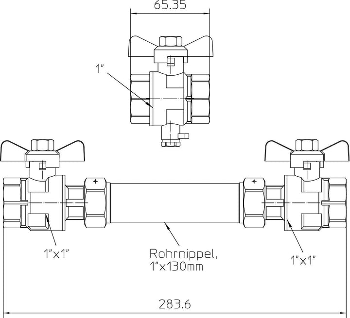 Einbausatz für Wärmezähler F90 und F96Plus 1 Zoll DN20 130mm