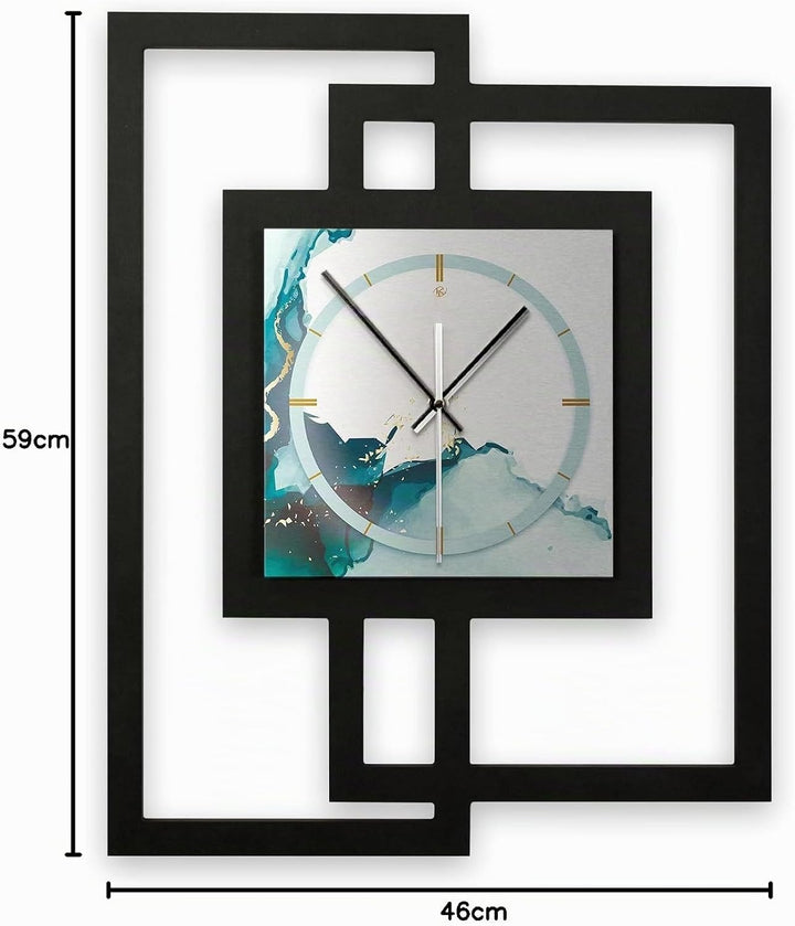 Kreative Feder Designer-WANDUHR „Turquoise“ in modernem Metallic-Look ohne Tickgeräusche (Funk/Quarz