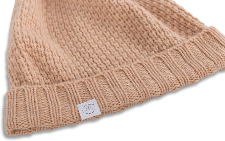 CASH-MERE.CH 100% Kaschmir Mütze | Strickmütze mit Pompon für Damen und Jugendliche Einheitsgrösse C