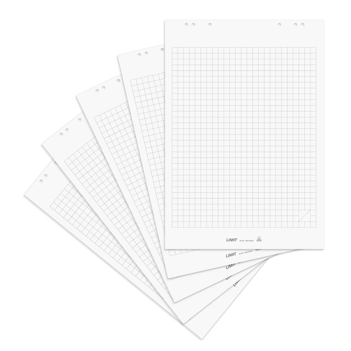 Limit Flipchart Papier, kariert, 20 Blatt je Block, 70 g/m², 5 Stück, Weiss