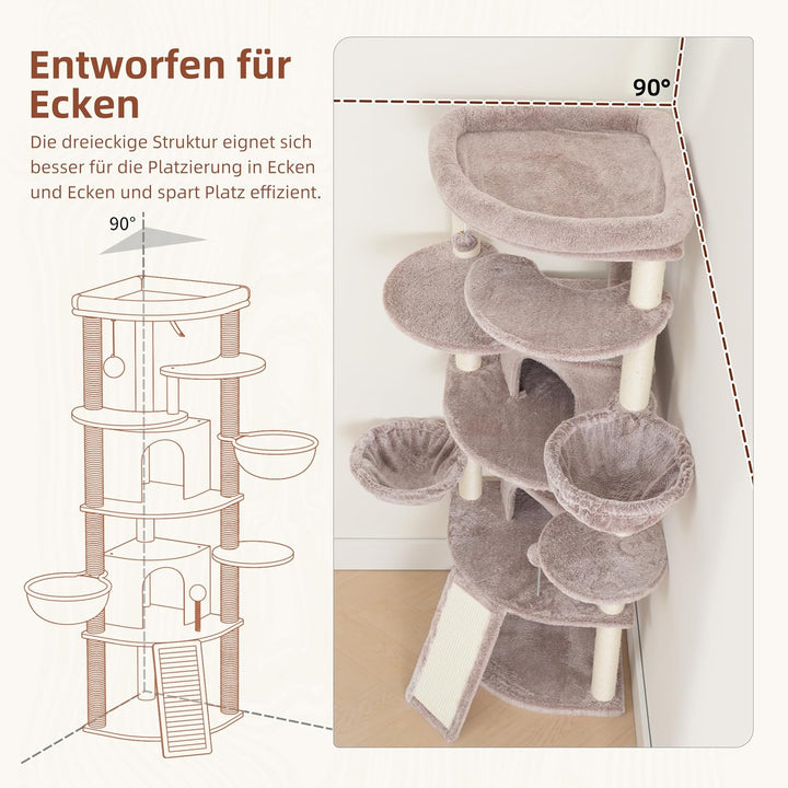 Gitelsnour Eck-Kratzbaum, Katzenbaum für Innenbereich, Mehrstöckiges katzenkratzbaum mit Sisal Kratz