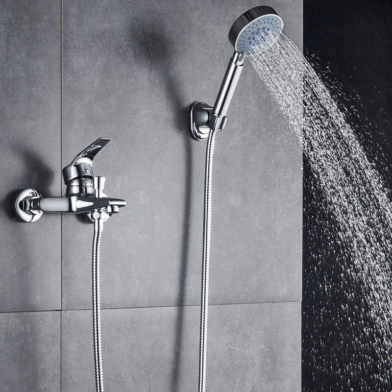 Badewannenarmatur mit Handbrause mit 5 Funktionen, BONADE Chrom Wannenarmatur Badewanne Wasserhahn i