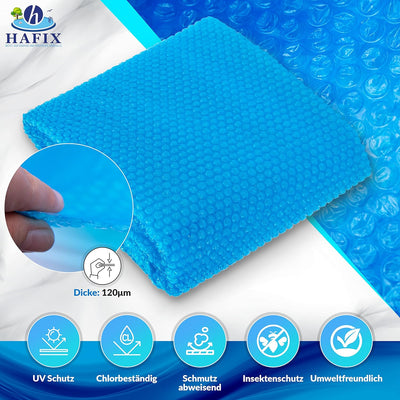 HAFIX® Solarplane Cover für runde und eckige Pools. Poolplane Solarpoolheizer in blau. Solarabdeckpl