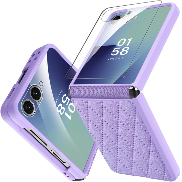 Miimall Kompatibel mit Samsung Galaxy Z Flip 7 Hülle mit Scharnierschutz & Displayschutz, [Elegant L