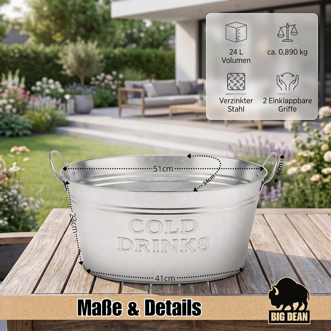 2er SET Getränkewanne 24 Liter Zinkwanne Set Sektkühler Flaschenkühler | Wasserdicht, Zinkwanne, Get