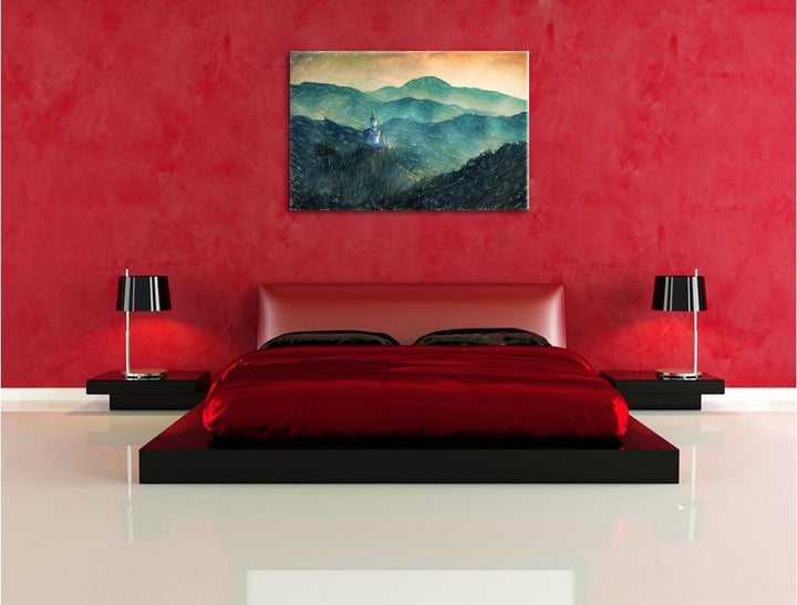 Pixxprint Buddha / 100x70cm Leinwandbild bespannt auf Holzrahmen/Wandbild Kunstdruck Dekoration, 100