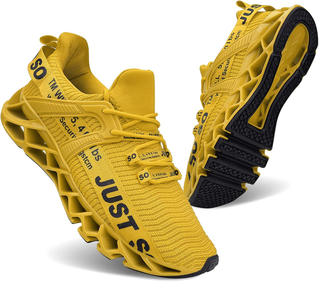 Wonesion Herren Fitness Laufschuhe Atmungsaktiv rutschfeste Mode Sneaker Sportschuhe 41 EU 3 Gelb, 4
