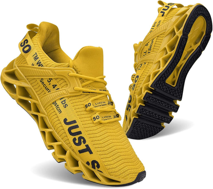 Wonesion Herren Fitness Laufschuhe Atmungsaktiv rutschfeste Mode Sneaker Sportschuhe 41 EU 3 Gelb, 4
