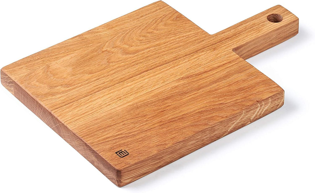 Edeldings Massivholz Schneidebrett mit Griff aus hochwertiger Eiche | Gross 20 х 20 cm | Antibakteri