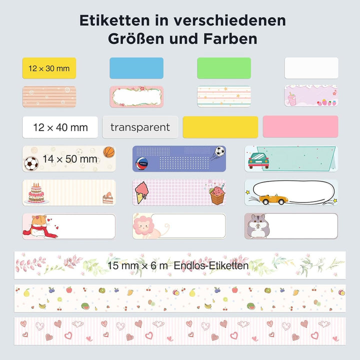 SUPVAN KATASYMBOL 2 Rollen Endlos-Etikettenband Value Pack (15 mm × 6 m/Rolle) für E10 / E11 / E16 E