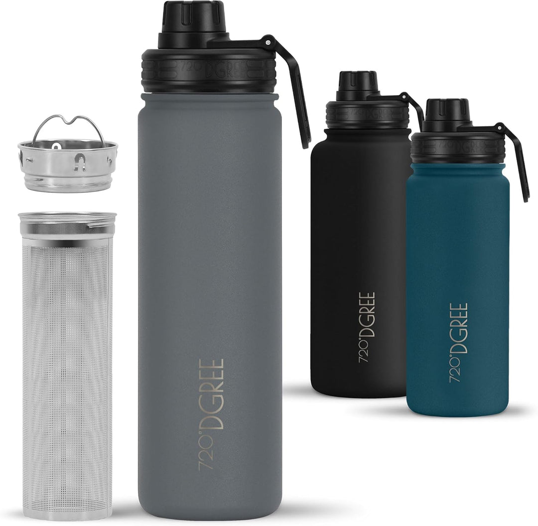 720°DGREE Edelstahl Thermo Trinkflasche 710ml “noLimit” +Früchtebehälter - Auslaufsicher, Kohlensäur