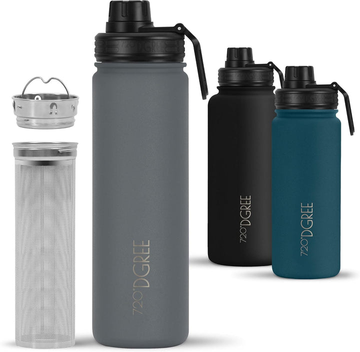 720°DGREE Edelstahl Thermo Trinkflasche 710ml “noLimit” +Früchtebehälter - Auslaufsicher, Kohlensäur