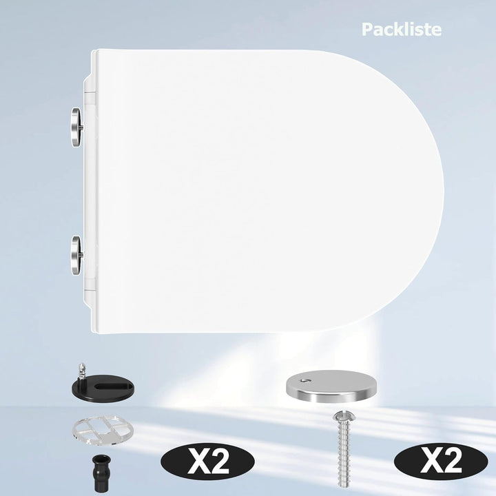 Toilettendeckel mit Absenkautomatik, WC Sitz Klobrille Toilettensitz mit Quick-Release Funktion&amp; Ver