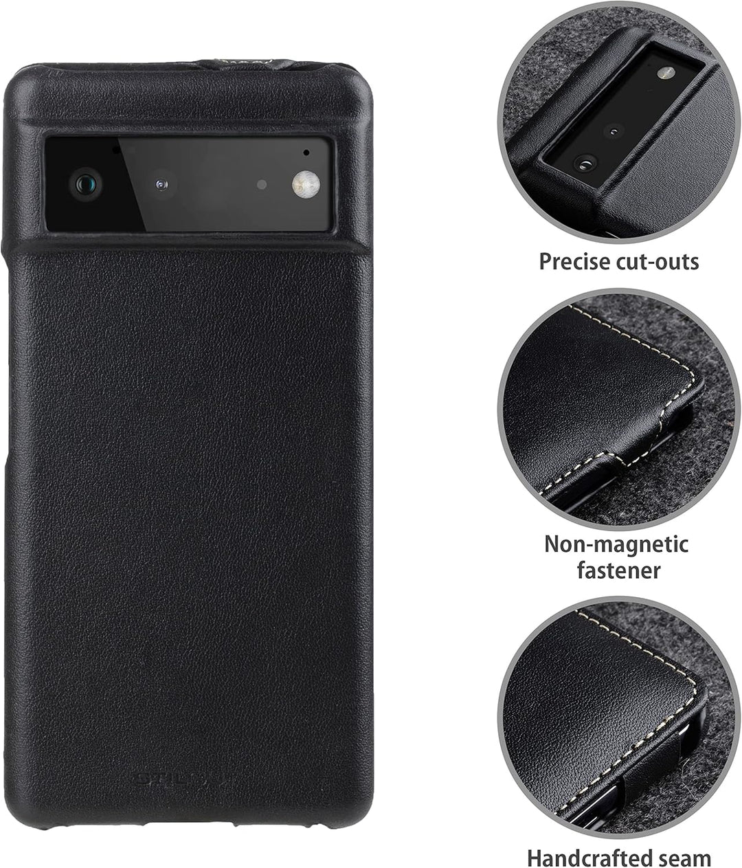 STILGUT UltraSlim kompatibel mit Google Pixel 6 Hülle - Pixel 6 Flip Case aus Leder, Klapphülle, Han