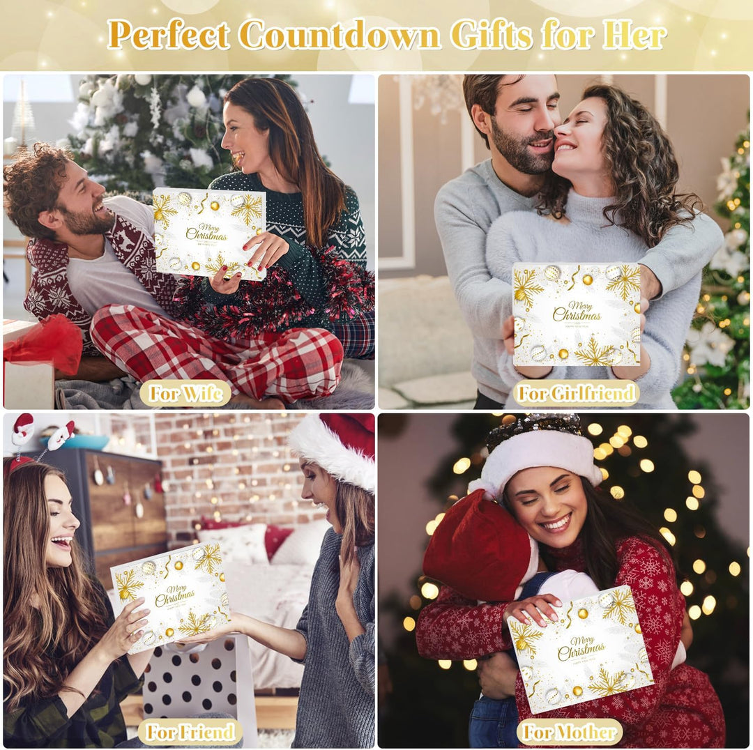 2025 Schmuck Adventskalender für Frauen Mädchen, 24 Überraschungen Count Down Kalender mit Golden Ar