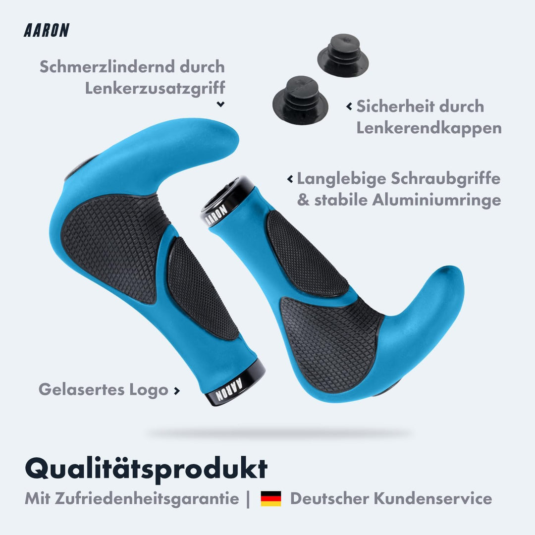 AARON Horn Lenker Griffe mit Gel Dämpfung, ergonomische Lenkerhörner aus rutschfestem Gummi, Fahrrad