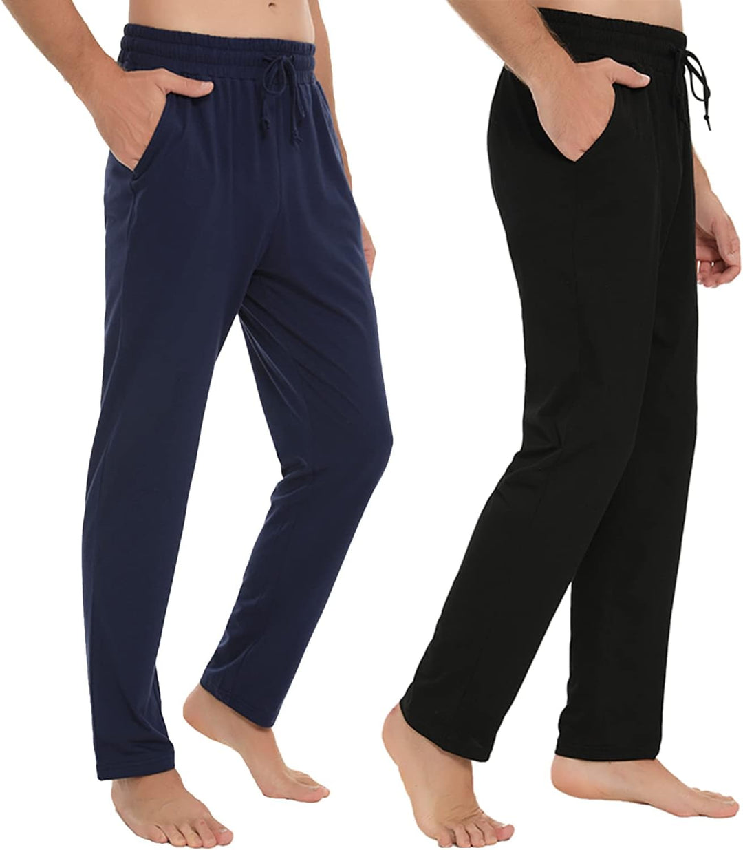 Marvmys 100% Baumwolle Herren Lange Schlafanzughose Einfarbige Pyjamahose Schlafhose Haushose Freize