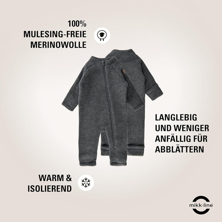 Mikk-line Walkoverall | Wollwalk Overall für Baby und Kleinkind | Schlafanzug Aus 95% Wolle - 100% M