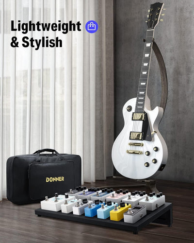 Donner Gitarre Pedal Board Case Aluminium Pedalboard mit Tasche, Gitarren Effektboard, 500 * 290 * 1