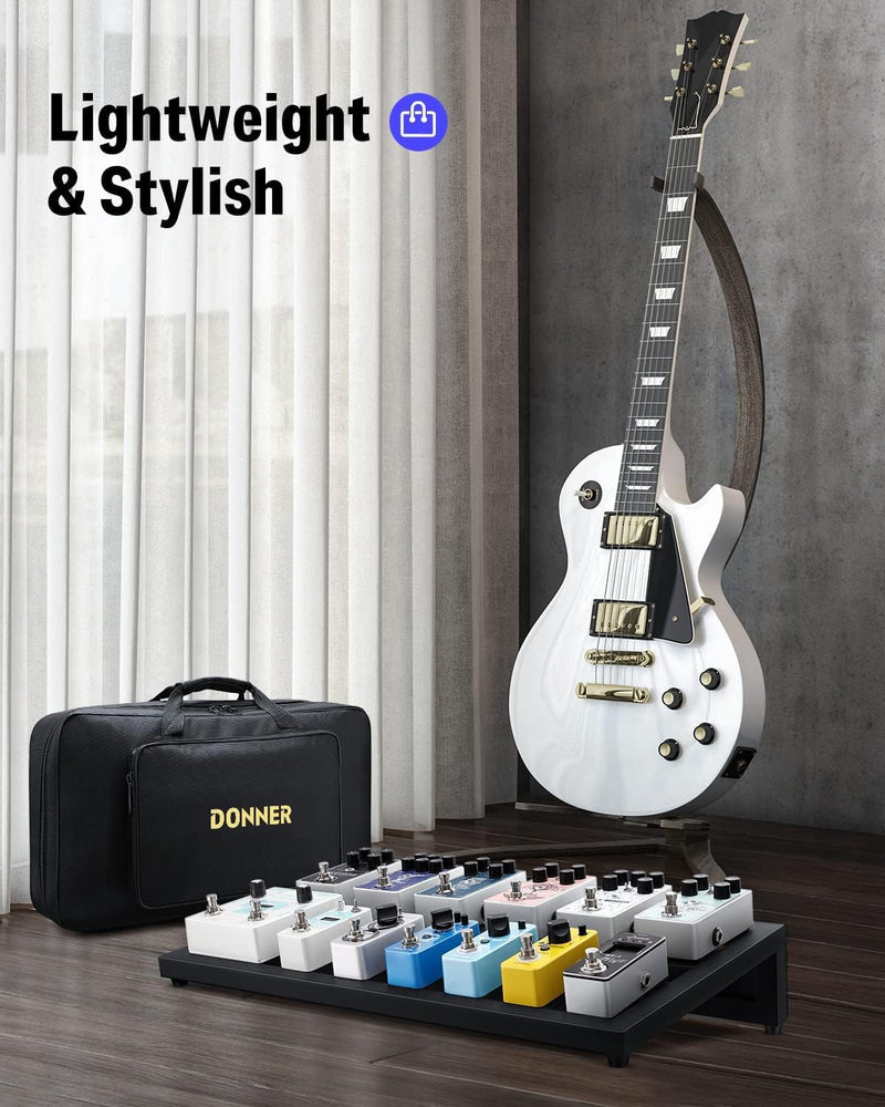 Donner Gitarre Pedal Board Case Aluminium Pedalboard mit Tasche, Gitarren Effektboard, 500 * 290 * 1