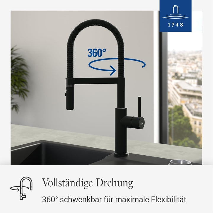 Villeroy & Boch Steel Expert 2.0 Küchenarmatur, Hochdruck, Wasserhahn Küche mit Umschaltfunktion und