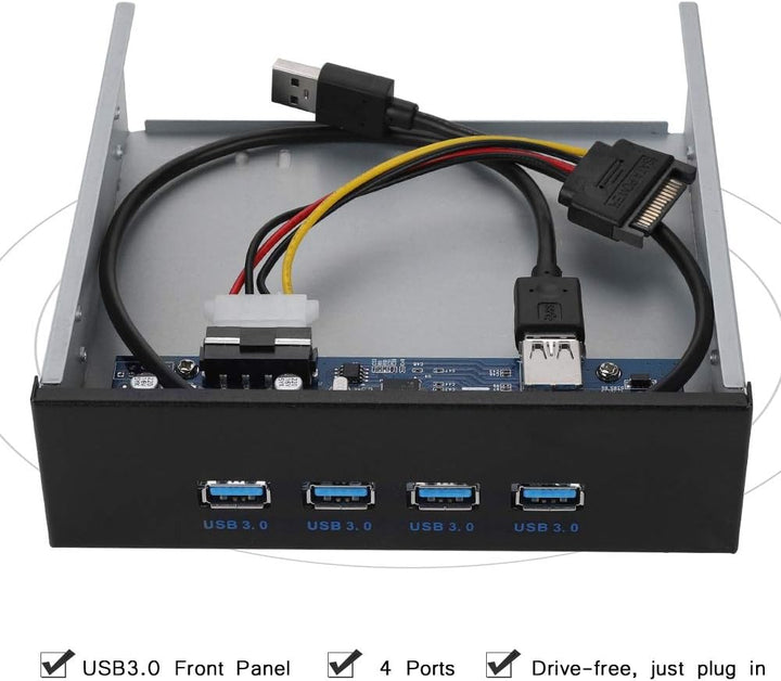 ASHATA USB-CD-ROM-Treiber auf der Frontplatte Treiber-Hub PCI-E an 4 Schnittstellen USB3.0 Frontpane