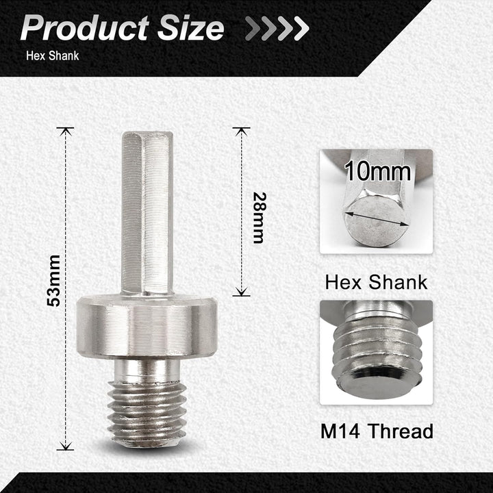 FOCSTOL Adapter für Diamant Fliesenbohrer - 2 Stück M14 Gewinde auf 10mm Sechskantschaft Adapter für