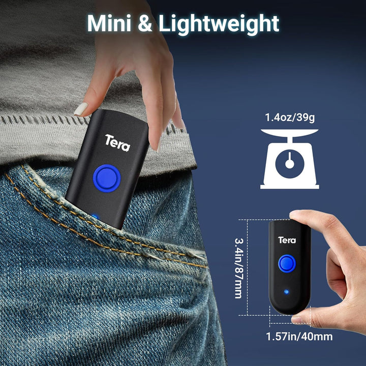 Tera Mini Tragbarer Barcode-Scanner Laser Barcodescanner 3-in-1 Bluetooth & USB-Kabel & 2,4G-Wireles