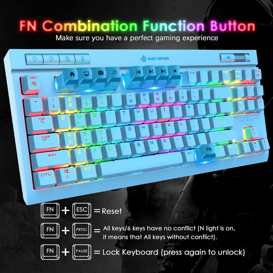 TKL – Gaming-Tastatur, 18 Chroma-RGB-beleuchtete mechanische Tastatur mit LED-Hintergrundbeleuchtung
