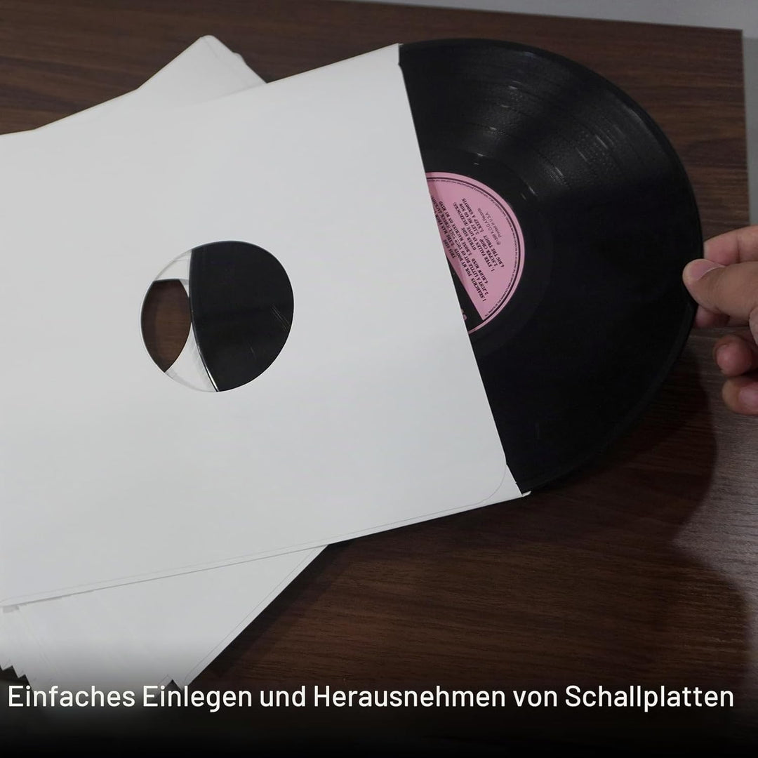 Innenhüllen für Schallplatten, schweres, säurefreies Papier, quadratisch, weiss, Kraftpapier, Innenh