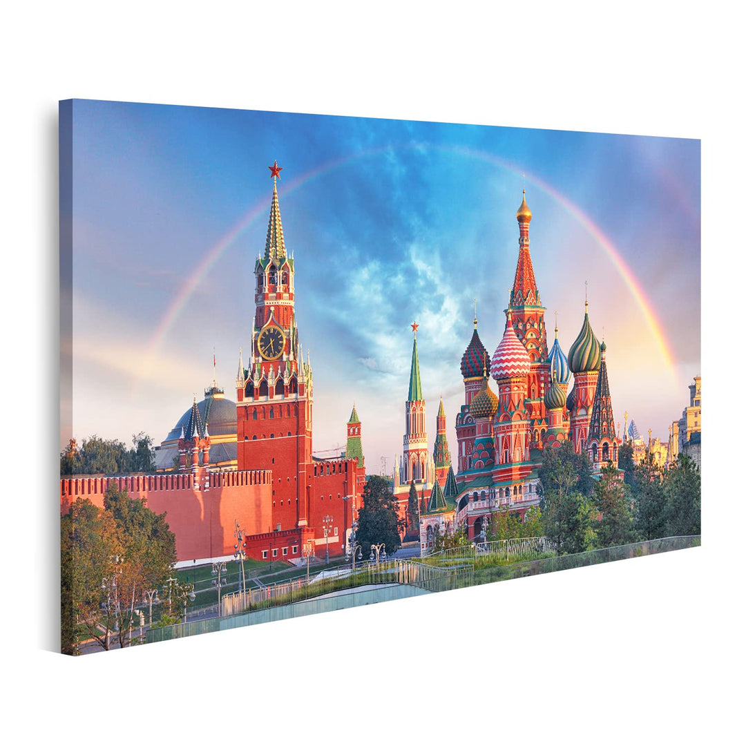 islandburner Bild auf Leinwand Moskau Panoramablick Roter Platz Kreml Bilder Wandbilder Poster, Lein