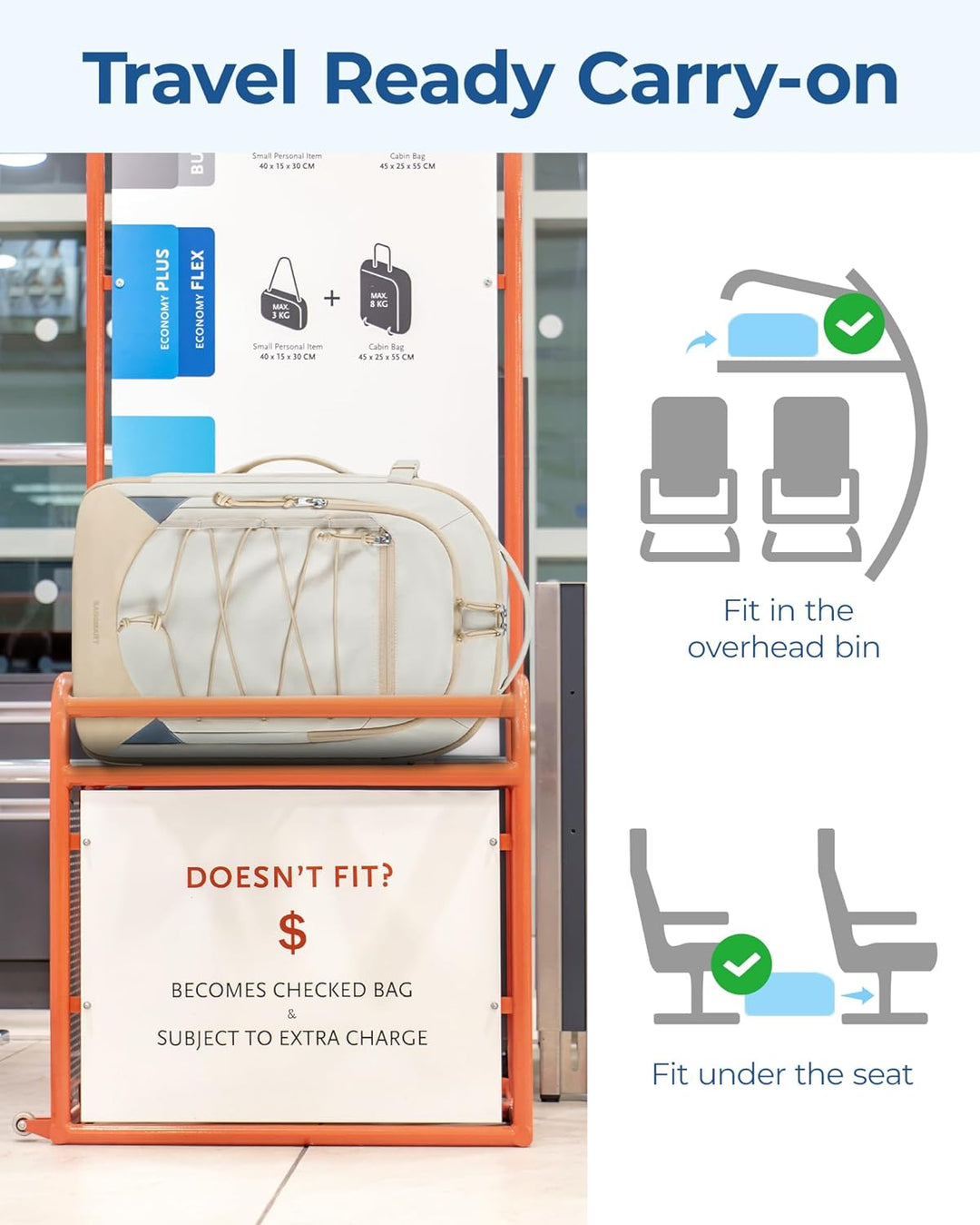 bagsmart Handgepäck-Reiserucksack 17,3-Zoll-Reiserucksack, Rucksack Kann Persönliche Gegenstände mit