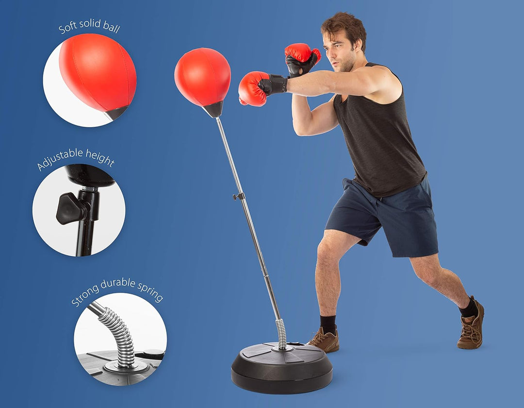 Punching Bag with Stand, Boxing Bag for Teens & Adults - Height Adjustable - Speed Bag for Training,