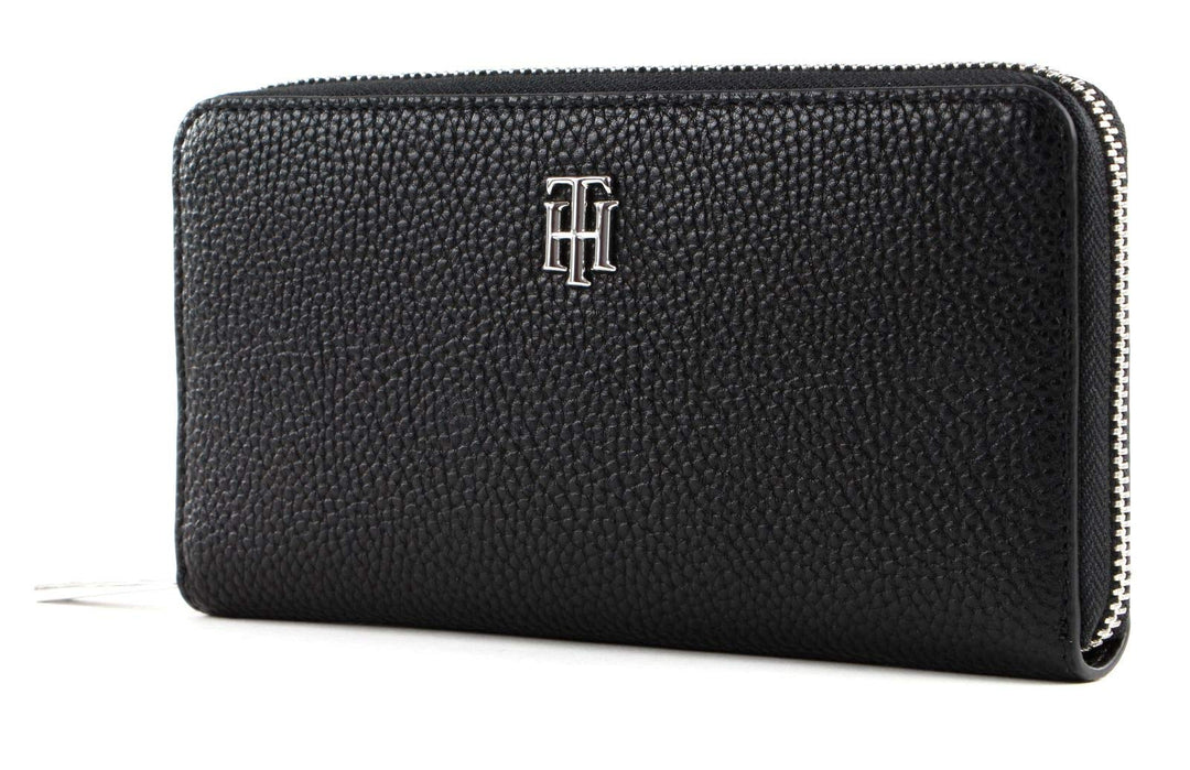 Tommy Hilfiger Damen Th Essence Lrg Za Kleine Lederwaren Schwarz, Schwarz