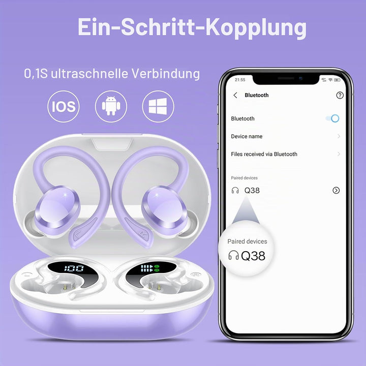 Bluetooth Kopfhörer, Kopfhörer Kabellos Bluetooth 5.4 Sport, 68 std Spielzeit In Ear Kopfhörer mit 4