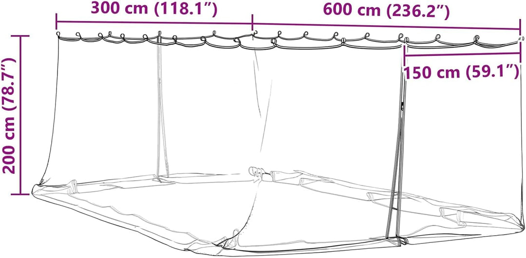 Gecheer Moskitonetz für Pavillon, 220 Mesh Polyester, Reissverschluss, Klettband, 6x3x2 m, Weiss, fü