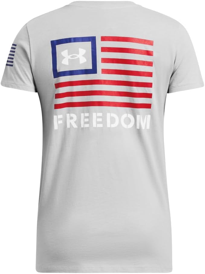Under Armour Damen New Freedom Banner T-Shirt S (011) Mod Gray Medium Heather / Royal, S (011) Mod G