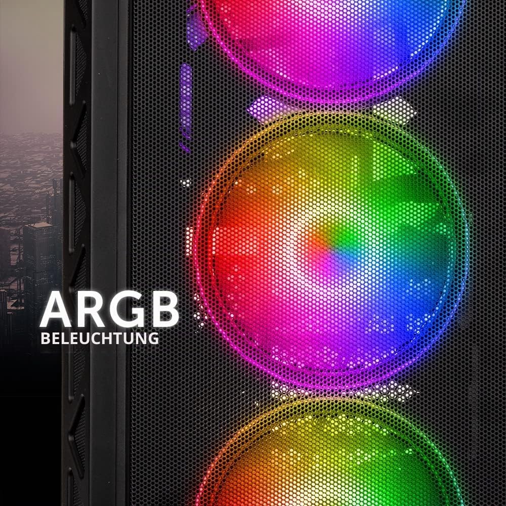Kolink Citadel Mesh ARGB Midi-Tower PC Gehäuse E ATX Gehäuse RGB PC-Gehäuse, Tempered Glass Computer