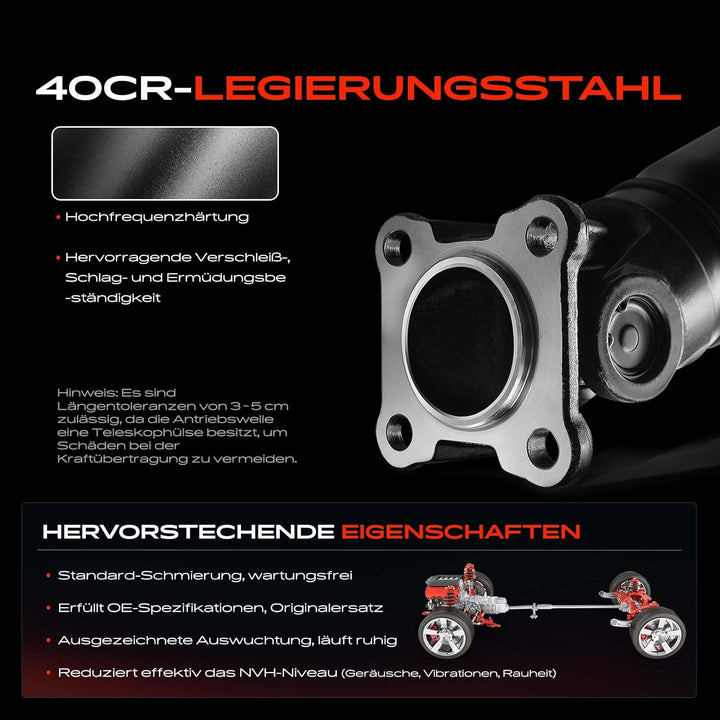 Kardanwelle Gelenkwelle Vorne für T-o-u-a-r-e-g 7L6, 7L7, 7LA 2.5L 4.9L Allrad (AWD) 2002-2010 7L652