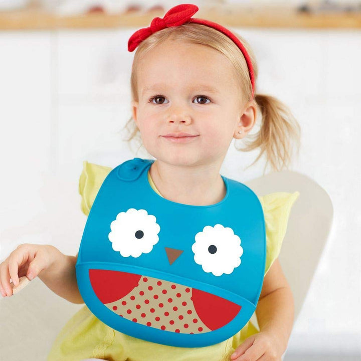 Skip Hop 232200 Zoo Silikon Kleinkinder Lätzchen - Owl, mehrfarbig