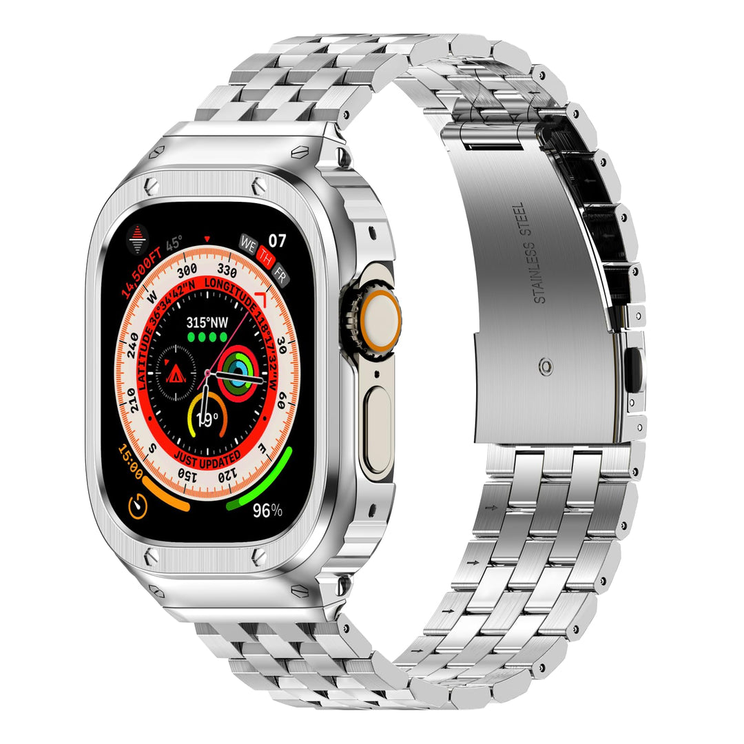 Bänder kompatibel für Apple Watch Serie 10 42mm, Edelstahl Apple Watch Bänder mit Gehäuse, Metall iW