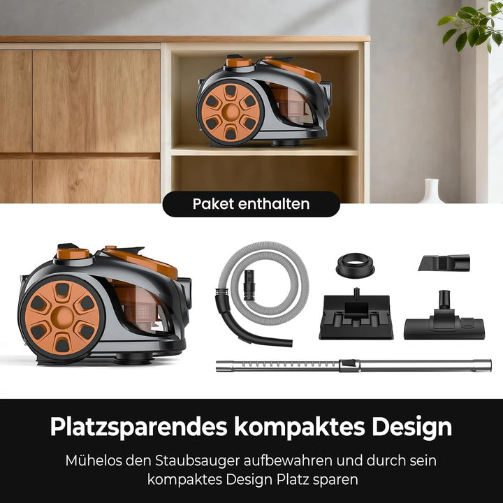 Staubsauger Ohne Beutel 3300W, Bodenstaubsauger Mit Zyklon-Technologie, 3L Staubbehälter, Waschbarer