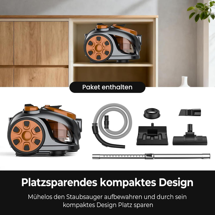 Staubsauger Ohne Beutel 3300W, Bodenstaubsauger Mit Zyklon-Technologie, 3L Staubbehälter, Waschbarer