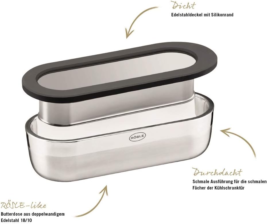 RÖSLE Butterdose Französisch, Hochwertige Butterdose zur Aufbewahrung und Servieren von Butter nach