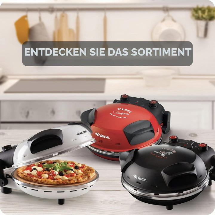 Ariete 917 Pizza in 4 Minuten, Pizzaofen, 1200 W, Schamottstein mit Antihaftbeschichtung, Höchsttemp
