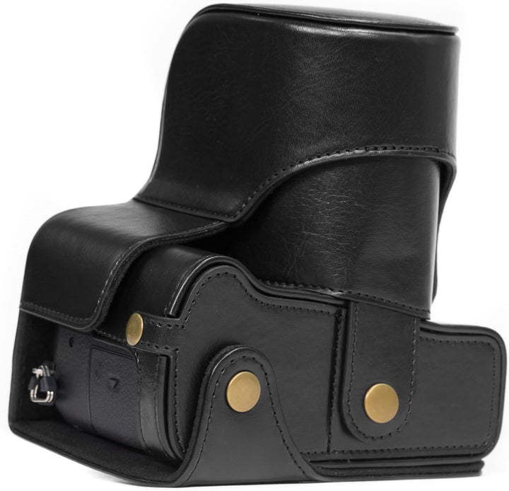 MegaGear MG892 Ever Ready Leder Kameratasche mit Trageriemen kompatibel mit Panasonic Lumix G80, G81