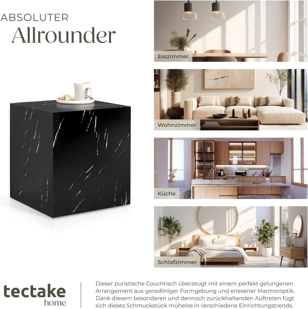 tectake® Couchtisch in Marmor Optik, Beistelltisch, moderner Wohnzimmertisch, Sofatisch, Tisch Wohnz