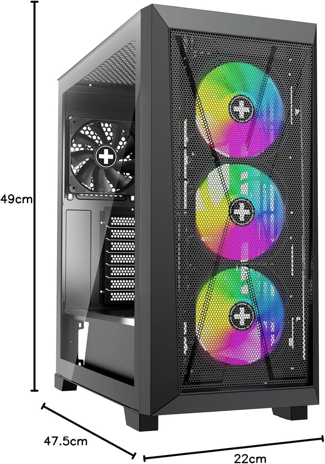 Xilence Xilent X X912.ARGB Gaming PC Gehäuse, 3X 120mm ARGB Lüfter, 1x schwarzer Lüfter, ATX Midi To