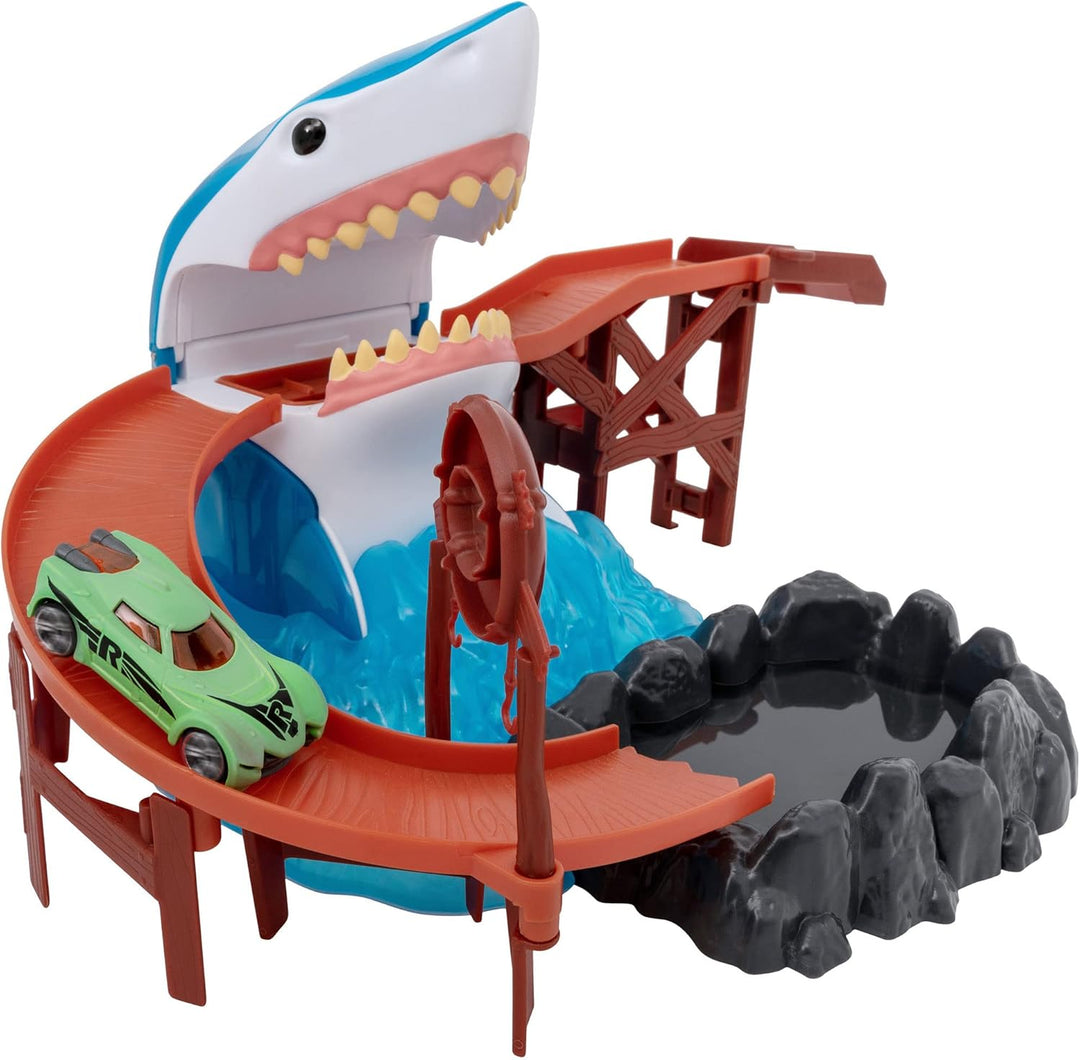 Teamsterz Farbwechselnde Autos mit Haifischbeiss-Spielset, Farbwechsel-Autos und Schienen-Set, ideal