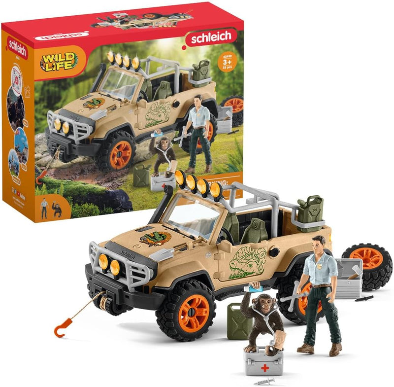 schleich 42410 Geländewagen mit Seilwinde, für Kinder ab 3+ Jahren, WILD LIFE - Spielset